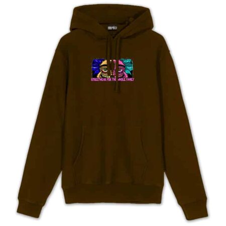 Wide Eye Hoodie Brown Front MAMPICI