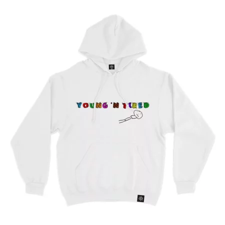 Young n tired Hoodie White Front MAMPICI
