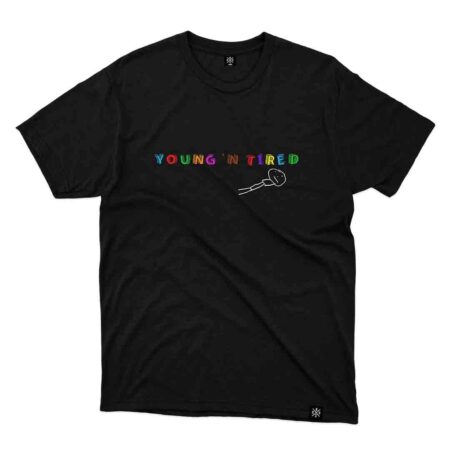 Young n tired Tee Black Front MAMPICI