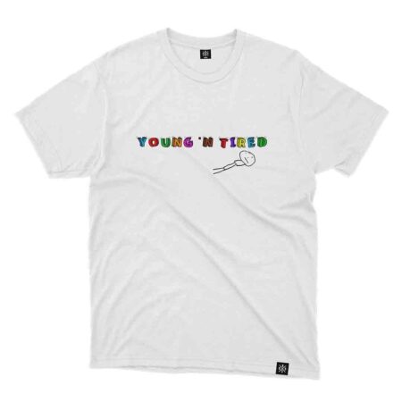 Young n tired Tee White Front MAMPICI