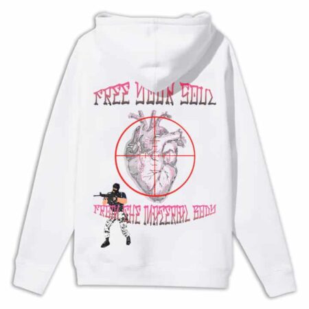 Free Your Soul Hoodie Back White MAMPICI
