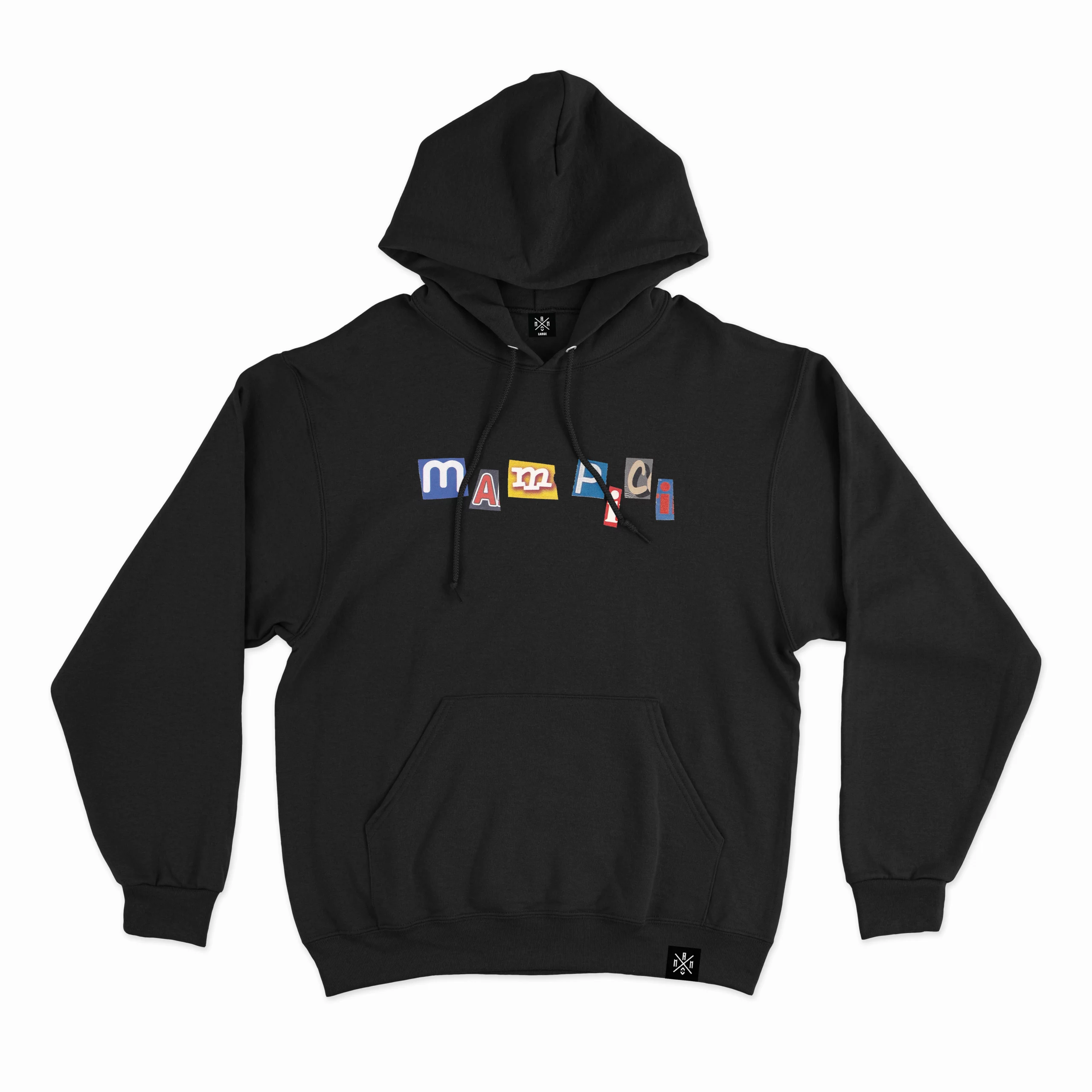 Mampici Letters Hoodie Black Front MAMPICI
